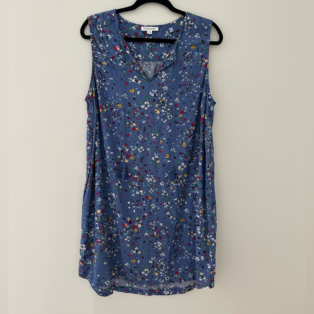 Beach Lunch Lounge Blue Dress Multicolored Floral 1XL